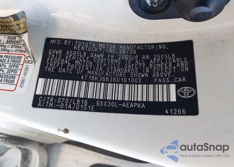 2006 Toyota Avalon Limited from USA, damaged, VIN 4T1BK36B36U161002